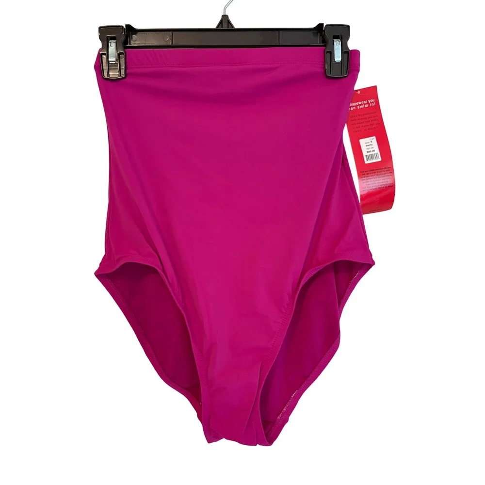 Spanx Berry Pink High Rise Swim‎ Bottoms Shapewear Swim Bottom 1366 Womens 8 NWT